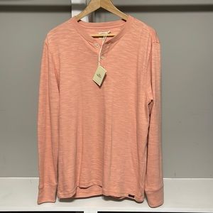 NWT Faherty Brand Coral Henley Shirt Mens Medium Very Soft